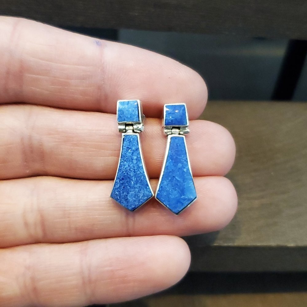 925 Sterling Silver Beautiful Sodalite Stone Earrings